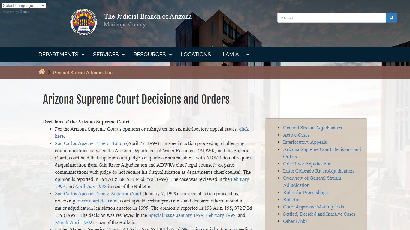 Adjudications: Arizona Supreme Court Decisions and Orders